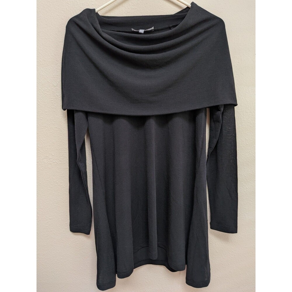 Lisa Rinna Collection Cowl Neck Tunic Womens PXXS Black Hi Low Seam Detail